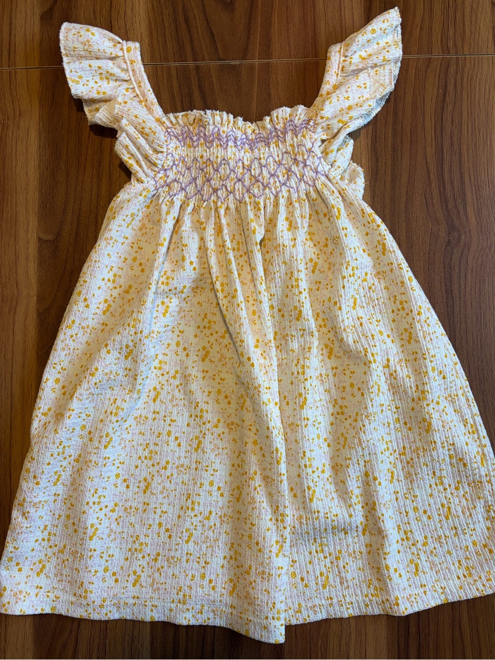 Zara 3-4Y Yellow Floral Smocked Dress